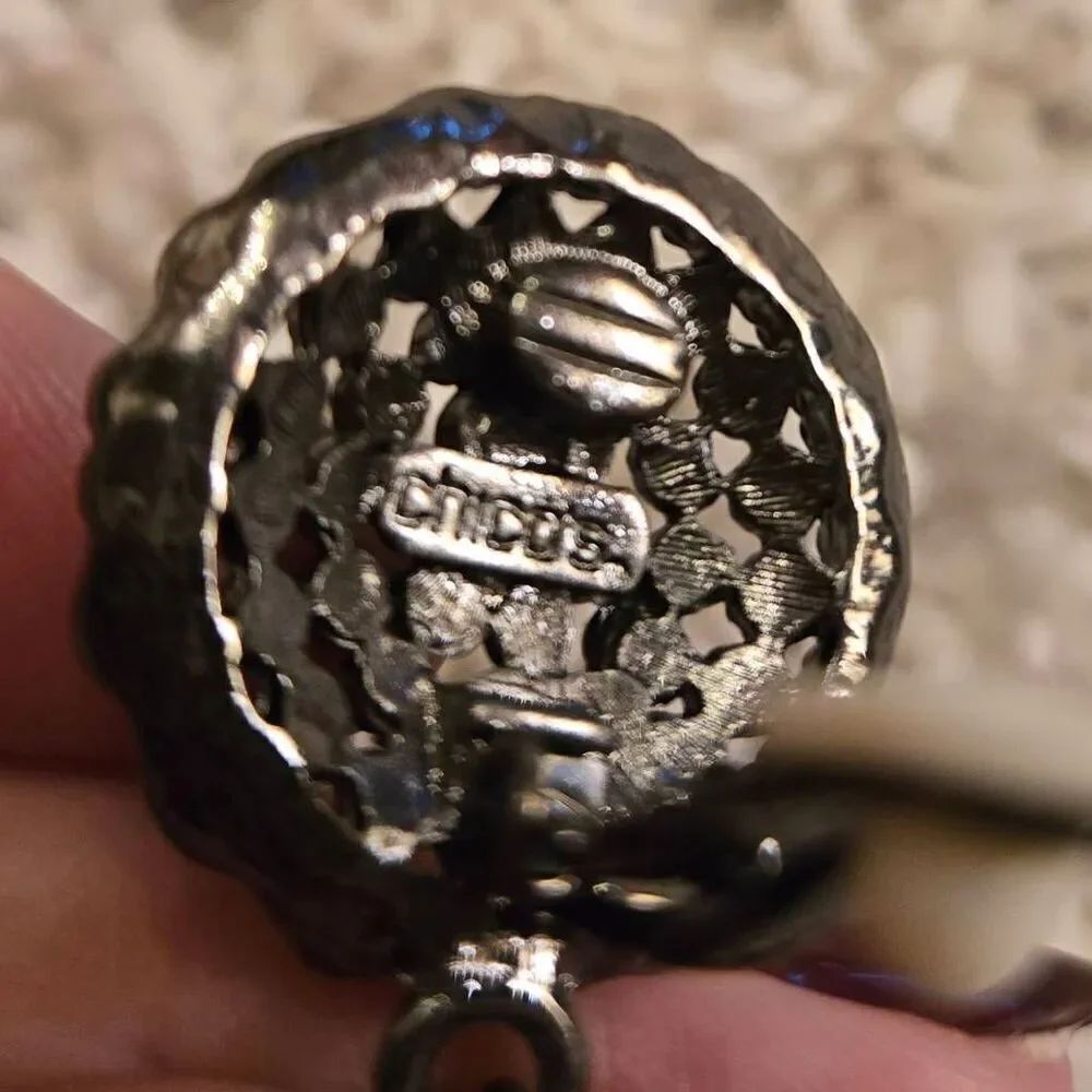 Chico's Rhinestone Disc Earrings Clip - Picture 3 of 8